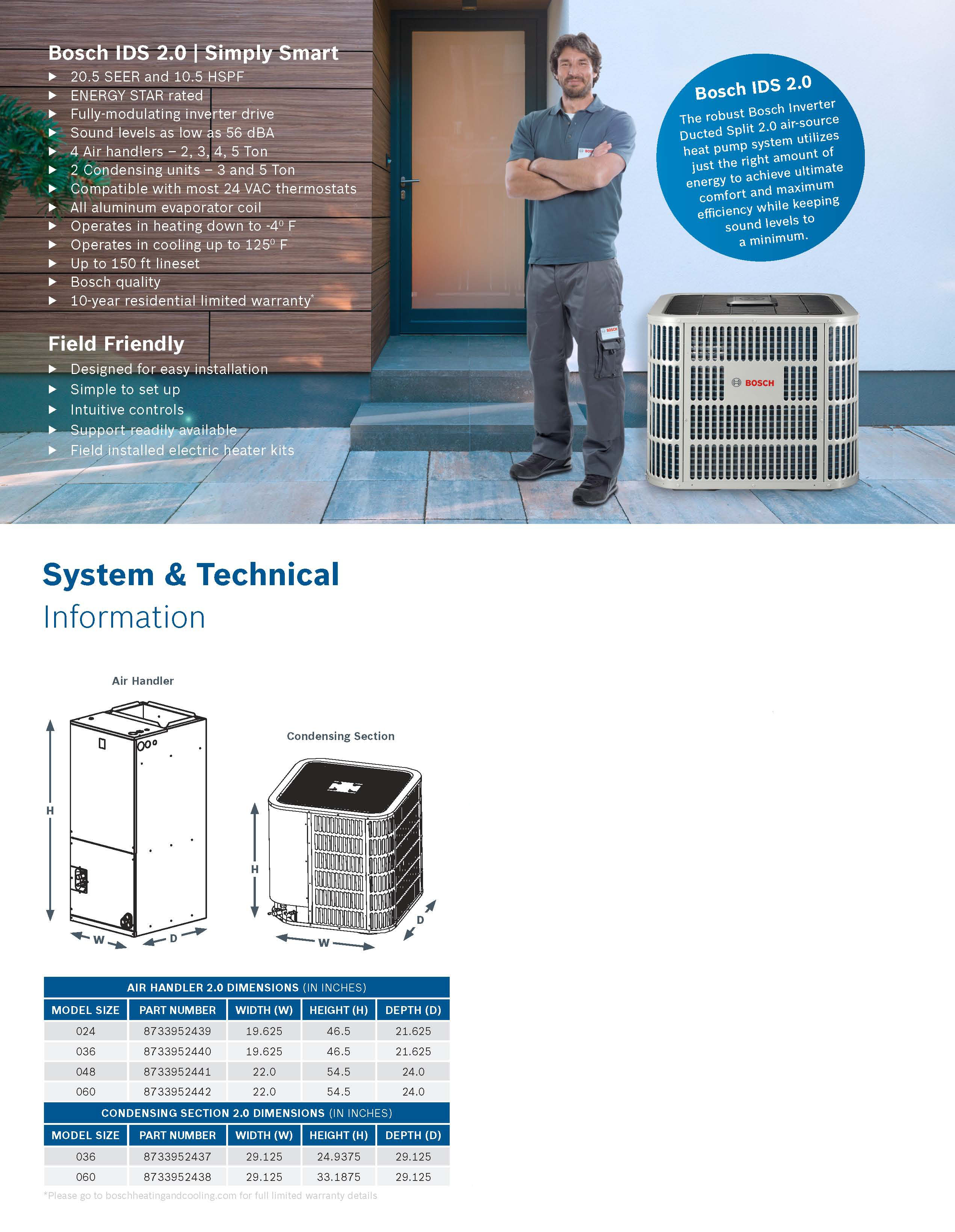 4-5 Ton Bosch 2.0 Heat Pump Inverter Condenser, BOVA-60HDN1-M20G